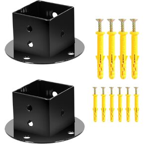 Floor Flange 2x2 Mounting Bracket Square Fence Pole Flange Base Heavy Duty Post Base 2 inch Post Anchor Base Wall Mounted Column Anchor Base for Deck Railing Mailbox