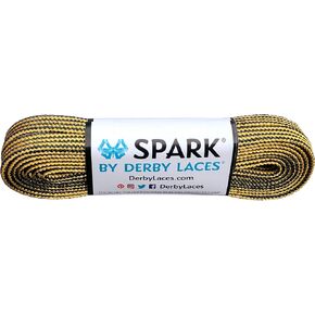 Gold and Black Stripe Spark Metallic Shoelace for Shoes, Skates, Boots, Roller Derby, Hockey and Ice Skates