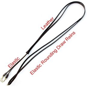 Exion Horse Leather Draw Reins with Elastic and Snap End | 6/8"- 19mm Wide, Premium Leather Draw Rein for Horses, Full Length 90 Inches on Each Side | Ideal for Horse Training & Schooling