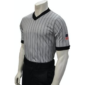 Smitty | USA-205 | Premium Grey Basketball Wrestling Referee Shirt w/Sublimated Flag | Made in USA | Official's Choice!
