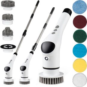 Electric Scrubber for Cleaning, Power Spin Scrubber Cordless for Bathroom Shower Clean, IPX7 Waterproof with 9 Replaceable Brush Heads
