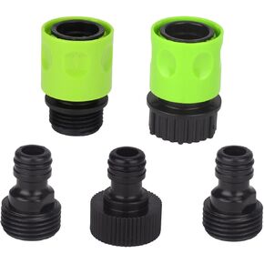 Set of 5 Complete Garden Hose Quick Connect Kit Plastic Hose Tap Adapter Connector