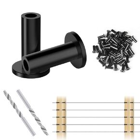80 Pack Black Protector Sleeves for 1/8" Wire Rope, Protective Grommet Cable Railing Kit, T316 Stainless Steel Cable Railing Hardware for Wood Posts, DIY Balustrade, HF029B