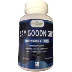 Say Goodnight Natural Sleep Aid for Adults with Melatonin 5mg, 60 Capsules - Calming Supplement with Valerian Root, GABA L-theanine, Chamomile, Passion Flower - Insomnia Relief for Deep Sleeping