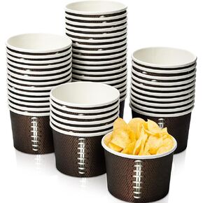 CHENGU Football Snack Bowl Paper Game Day Football Bowls Party Supplies Football Ball Serving Bowl Paper Cups Disposable Paper Bucket for Football Tailgate Dinner Sports Event(48 Pieces)