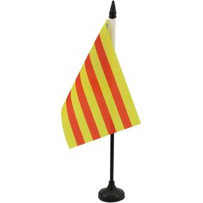 AZ FLAG Catalonia Table Flag 4'' x 6'' - Catalan Desk Flag 15 x 10 cm - Black Plastic Stick and Base