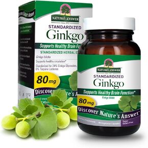 Nature's Answer Ginkgo Biloba Herbal Supplement Vegetarian Capsules, 60-Count | Promotes Cognitive Function | Mental Clarity | Natural Energy Booster