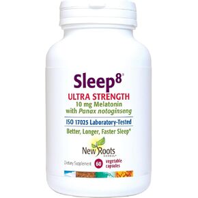 NEW ROOTS HERBAL Sleep Supplement, 8-in-1 Ultra-Strenth Formula with Passion Flower, Chamomile, Hops, Panax Gingseng, Skullcap, Magnesium, 10 mg Melatonin (60 Veg Caps) | Natural Sleep Aid
