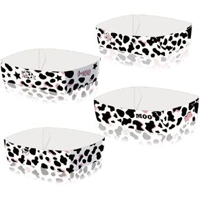 24pcs Cow Print Disposable Paper Food Trays Holy Cow Birthday Decorations Girl Boy Nacho Trays For Black and White Cow Party Favors Baby Shower Party Supplies