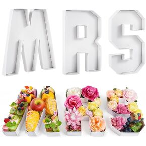 MRS Charcuterie Board Set, 3 PCS Cardboard Letter Serving Trays, Fillable Letter Dish Board, Bachelorette Party Decoration, Candy Cupcake Snack Paper Containers for Wedding Bridal Shower Anniversary
