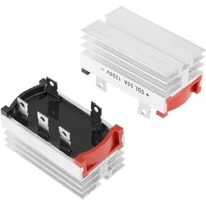 2pcs Bridge Rectifier, 50A 1200V 3 Phase Diode Bridge Rectifier Module with Heatsink AC to DC 6x3.5x4cm / 2.4x1.4x1.6inch