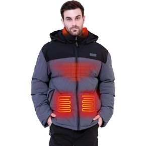 Men's Heated Jacket Premium Parka Coat with Detachable Hood and 7.4V Battery, Perfect for Outdoor Adventures