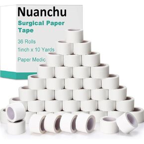 36 Rolls Paper Surgical Tape 1 Inch x 10 Yards Medical Tape Suitable for Sensitive Skin Breathable First Aid Tape Adhesive Surgical Ideal for Securing Gauze and Dressings Bandage Tape