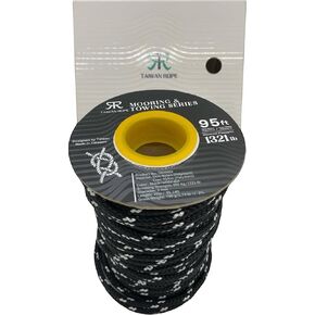 Mooring&Vehicle Towing&Camping&Dock&Marine Line&Docking Boat Rope Dual-Braided (Nylon Skin Nylon Core) with 9.8" Eyelet-Loop BlackW (B) (Black/White-dot 144-ft_Big Reel) 1 Reel 15/64"x144' TaiwanRope
