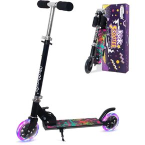 Nattork Scooter for Kids Ages 3-8 – Kick Kids Scooters for Boys & Girls Light up Wheels Portable Lightweight Folding Design with Reducing System and Adjustable Height Handlebars and up to 110 Lbs