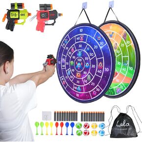*New* Lula Brands Dart Board for Kids: Dinosaurs & Space Monsters Target, Sticky Balls, Large 29" Double-Sided Indoor Sport Party Game Toy, for Children Boys Girls 6 7 8 9 10 11 12 13