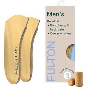 Fulton Universal Shoe Inserts for Men with Custom Molding & Arch Support - Everyday Cork Inserts for Shoes Without Removable Insoles - Prevent Overpronation & Plantar Fasciitis (Men's Size 10.5-11)
