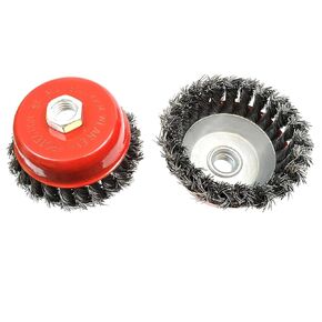 2 Pack 4" Cup Brush Knotted Twisted Wire Wheel 5/8 Arbor Grinder