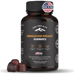 Pure Sundried Himalayan Shilajit Gummies for Men & Women | Organic Shilajit Gummies | Natural 85 Plus Trace Minerals Fulvic Acid | Energy, Immunity | Sugar-Free 60 Healthy Gummies
