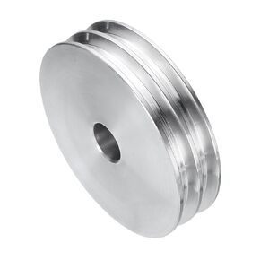 uxcell V-Type Pulley 15mm Bore 80mm Outer Dia Double Groove Aluminum Alloy for Motor Shaft Drilling Machine 6mm(1/4") PU Shape Belt