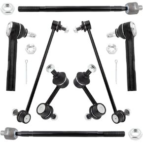 8Pc Front Inner Outer Tie Rod Ends + Front Rear Stabilizer Bar End Links Sway Bar Links Set Fit For Nissan Quest 2004 2005 2006 2007 2008 2009 Replace# ‎K80257 K80255 K80256 ES800404 EV800227