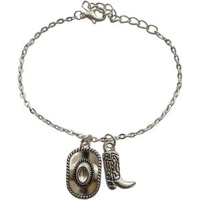 Cowbooy Hat and Boot Charm Pendant Bracelet for Man Woman, Cowboy Cowgirl Bracelet Adjustable, Jewelry for Wrist