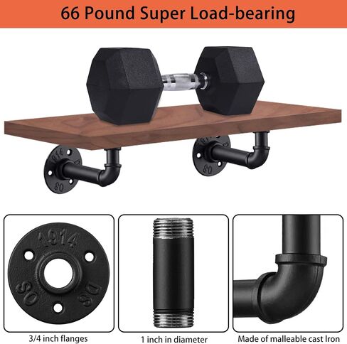 Industrial DIY Pipe Shelf Brackets,Vintage Black Iron Wall Mount Pipe Shelving Bracket, Rustic Home Pipe Shelf, 12 Pack in Saudi Arabia