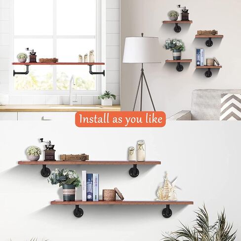 Industrial DIY Pipe Shelf Brackets,Vintage Black Iron Wall Mount Pipe Shelving Bracket, Rustic Home Pipe Shelf, 12 Pack in Saudi Arabia