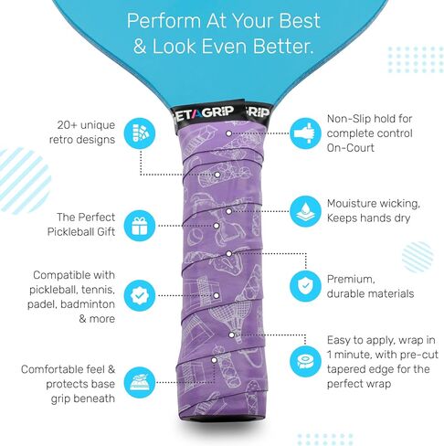 Get A Grip Pickleball Paddle Grip Tape - Anti-Slip/Moisture Wicking Pickleball Overgrips - Precut Pickleball Paddle Wrap Grip Tape in Saudi Arabia