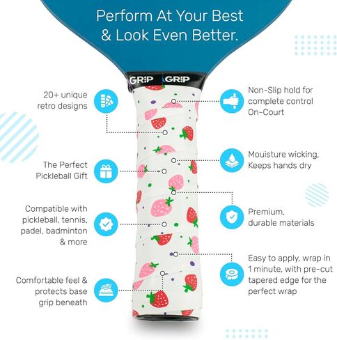 Get A Grip Pickleball Paddle Grip Tape - Anti-Slip/Moisture Wicking Pickleball Overgrips - Precut Pickleball Paddle Wrap Grip Tape in Saudi Arabia
