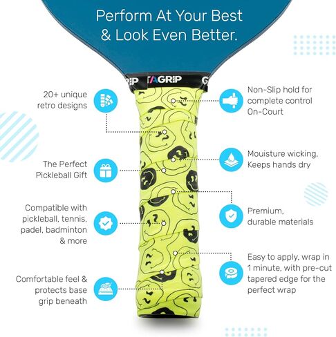 Get A Grip Pickleball Paddle Grip Tape - Anti-Slip/Moisture Wicking Pickleball Overgrips - Precut Pickleball Paddle Wrap Grip Tape in Saudi Arabia