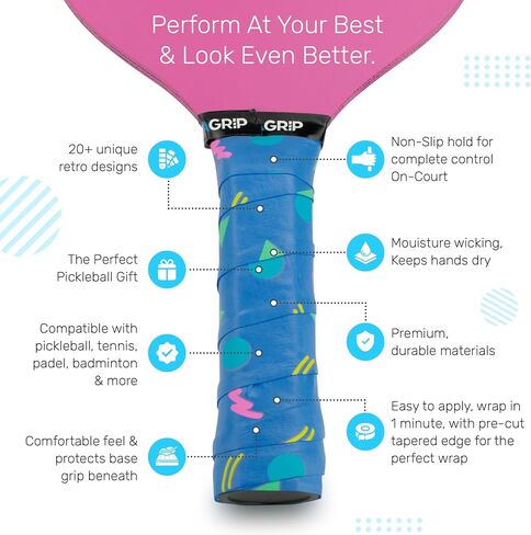 Get A Grip Pickleball Paddle Grip Tape - Anti-Slip/Moisture Wicking Pickleball Overgrips - Precut Pickleball Paddle Wrap Grip Tape in Saudi Arabia