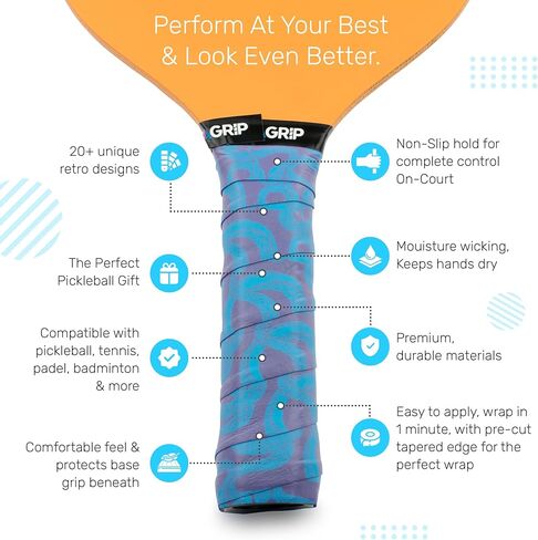 احصل على شريط قبضة كرة Pickleball - مقابض كرة Pickleball الزائدة المضادة للانزلاق/الماصة للرطوبة - شريط قبضة لف مجداف كرة Pickleball مسبقًا in Kuwait
