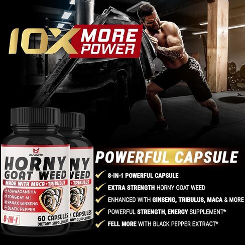 BMVINVOL (2 Packs) Horny Goat Weed Capsules with Panax Ginseng, Tribulus, Ashwagandha, Maca, Tongkat Ali - 120 Capsules for 2 Month Supply in Saudi Arabia