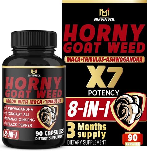 BMVINVOL (2 Packs) Horny Goat Weed Capsules with Panax Ginseng, Tribulus, Ashwagandha, Maca, Tongkat Ali - 120 Capsules for 2 Month Supply in Saudi Arabia