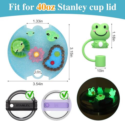 Stanley Cup Lid Accessories for 40oz Stanley Cups H2.0, Stanley Cup Topper Decoration Charms with Silicone Straw Cover, Cute Stanley Tumbler Accessories 40oz in Saudi Arabia