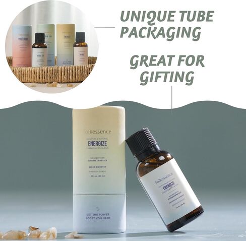 Folkulture Energize Essential Oil Blends, 100% Pure & Natural 1Fl. Oz. Mandarin & Ginger Premium Grade Blend with Citrine Crystals, Essential Oil Aromatherapy for Home Diffuser in Saudi Arabia
