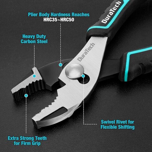 DURATECH 6 Inch Slip Joint Pliers, Small Pliers with Comfortable TPR Handle, Pliers Tool Forged from High Carbon Steel, Swivel Rivet, Pliers for Tightening, Loosening and Gripping Nuts and Bolts in Saudi Arabia