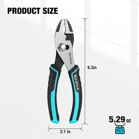 DURATECH 6 Inch Slip Joint Pliers, Small Pliers with Comfortable TPR Handle, Pliers Tool Forged from High Carbon Steel, Swivel Rivet, Pliers for Tightening, Loosening and Gripping Nuts and Bolts in Saudi Arabia