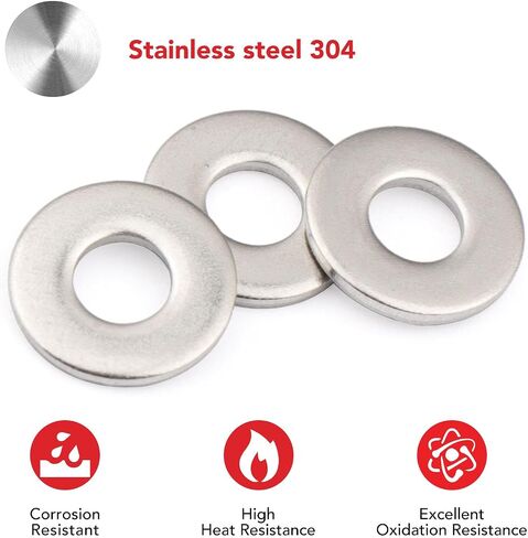 200pcs #6 x 3/8'' Washers 304 Stainless Steel Flat Washers Universal Metal Washers in Kuwait