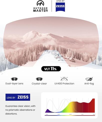 عدسة OutdoorMaster Ultra Ski Goggles من ZEISS، نظارات OTG على الجليد ذات رؤية واسعة مضادة للضباب، عدسة قابلة للتبديل، نظارات ثلجية in Saudi Arabia
