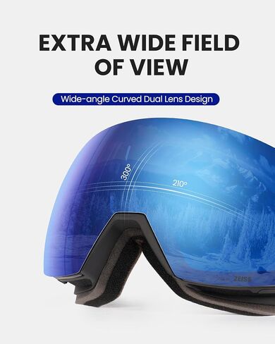 عدسة OutdoorMaster Ultra Ski Goggles من ZEISS، نظارات OTG على الجليد ذات رؤية واسعة مضادة للضباب، عدسة قابلة للتبديل، نظارات ثلجية in Saudi Arabia