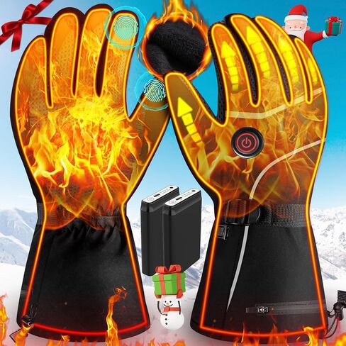 Heated Gloves for Men & Women, 5000mAh Battery Powered Electric Gloves, Rechargeable Heated Work Gloves, Waterproof Outdoor Winter Warm Heated Gloves Hand Warmers for Cycling Skiing Hiking Hunting in Saudi Arabia