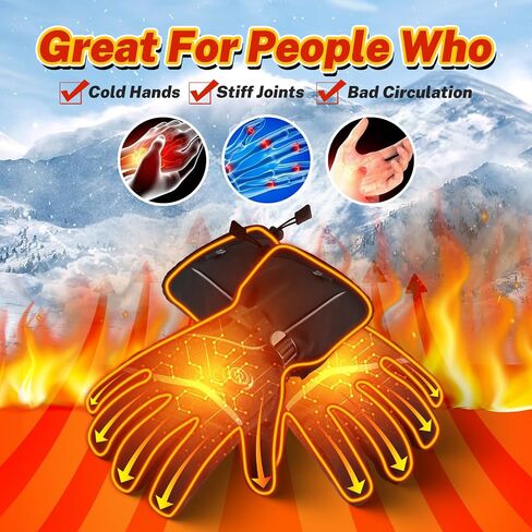 Heated Gloves for Men & Women, 5000mAh Battery Powered Electric Gloves, Rechargeable Heated Work Gloves, Waterproof Outdoor Winter Warm Heated Gloves Hand Warmers for Cycling Skiing Hiking Hunting in Saudi Arabia