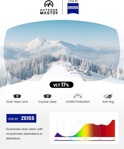 عدسة OutdoorMaster Ultra Ski Goggles من ZEISS، نظارات OTG على الجليد ذات رؤية واسعة مضادة للضباب، عدسة قابلة للتبديل، نظارات ثلجية in Saudi Arabia
