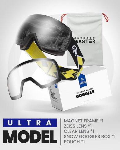 عدسة OutdoorMaster Ultra Ski Goggles من ZEISS، نظارات OTG على الجليد ذات رؤية واسعة مضادة للضباب، عدسة قابلة للتبديل، نظارات ثلجية in Saudi Arabia