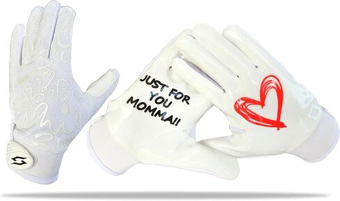 Just for You Momma Football Receiver Gloves - Black, White, Battle College Lineman, Football Gloves, Adult, Youth, Men’s, Small to XXL Sizes in Kuwait