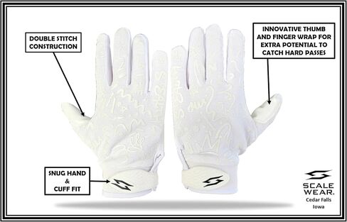 Just for You Momma Football Receiver Gloves - Black, White, Battle College Lineman, Football Gloves, Adult, Youth, Men’s, Small to XXL Sizes in Kuwait