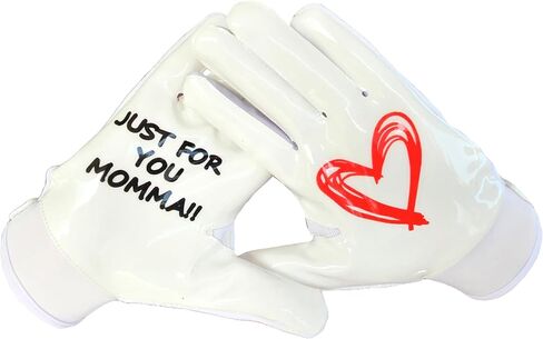 Just for You Momma Football Receiver Gloves - Black, White, Battle College Lineman, Football Gloves, Adult, Youth, Men’s, Small to XXL Sizes in Kuwait