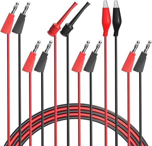 Goupchn 4mm Banana Plug to Alligator Clips Test Leads Kit Crocodile Clips Copper Soft Cable Wire Set 2PCS Red + Black in Kuwait